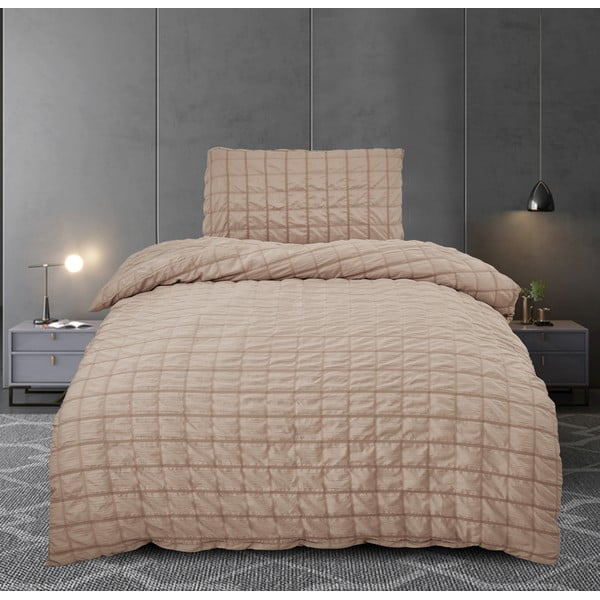 Lenjerie de pat maro din țesătură crep pentru pat de o persoană 140x200 cm Naomi – My House