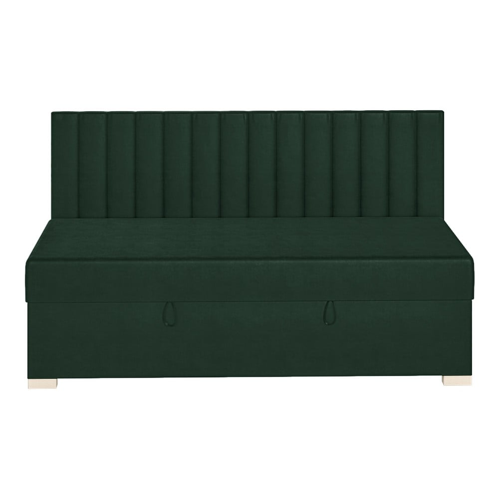 Pat pentru copii verde închis cu spațiu de depozitare cu saltea 90x200 cm Chill – Ghado
