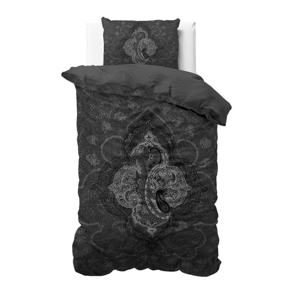  Lenjerie de pat din micropercal Sleeptime Modern Paisley, 140 x 220 cm, gri închis