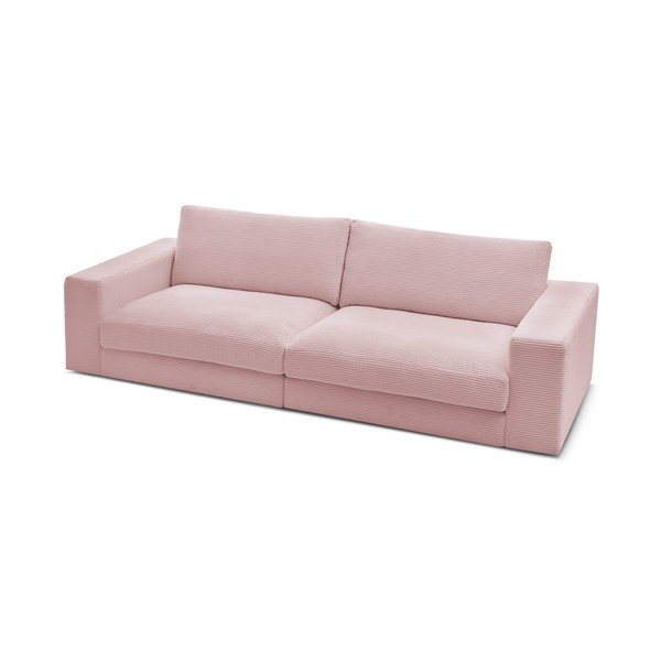 Canapea roz cu tapițerie din catifea reiată  274 cm Leonard – Bobochic Paris-image-4