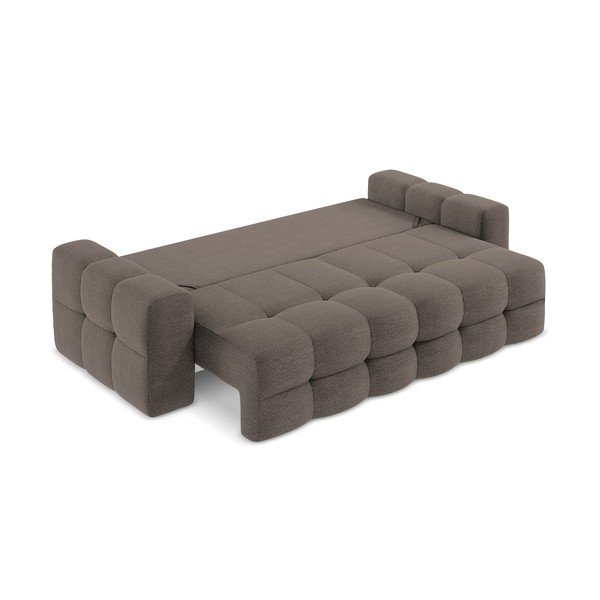 Canapea maro extensibilă cu tapițerie din țesătură bouclé 255 cm Milu – Makamii-image-4