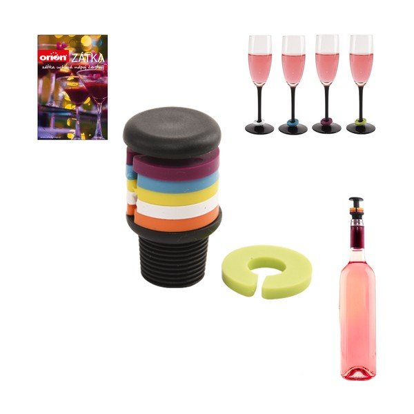 Set 1 dop și 6 inele colorate distinctive pentru pahare Orion Wine-image-2