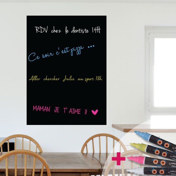 Set autocolant tip tăbliță de scris și 4 markere Ambiance Rectangular, 55 x 75 cm-image-2