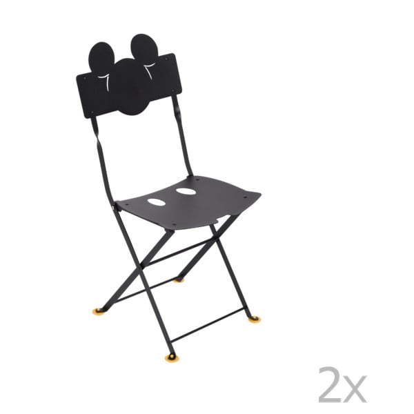 Set 2 scaune pliabile de grădină pentru copii Fermob Bistro Mickey Junior, negru