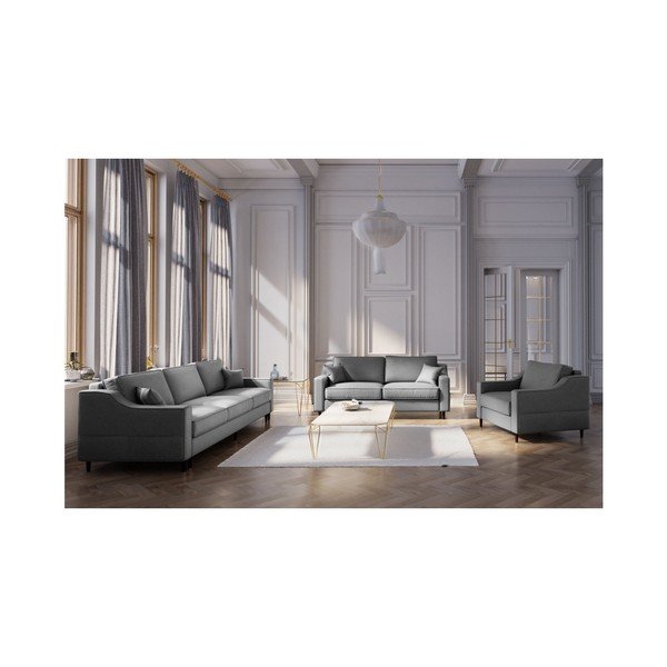 Canapea extensibilă cu 3 locuri și spațiu de depozitare Mazzini Sofas Narcisse, gri închis-image-4