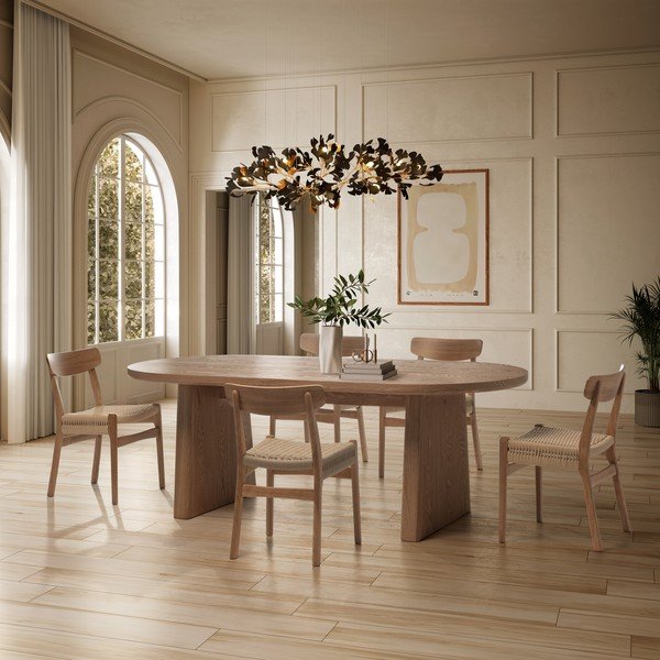 Scaune de dining în culoare naturală 2 buc. din lemn de arbore de cauciuc Biel – MOME-image-1