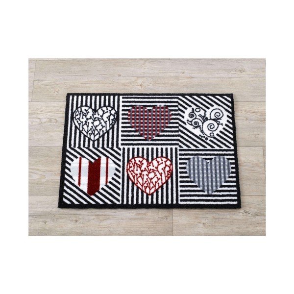 Covor Zala Living Hearts, 50 x 70 cm, negru - roșu-image-1