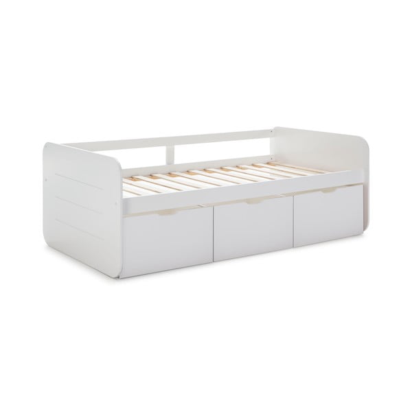 Pat pentru copii  alb cu spațiu de depozitare 90x190 cm Abbott – Marckeric-image-3