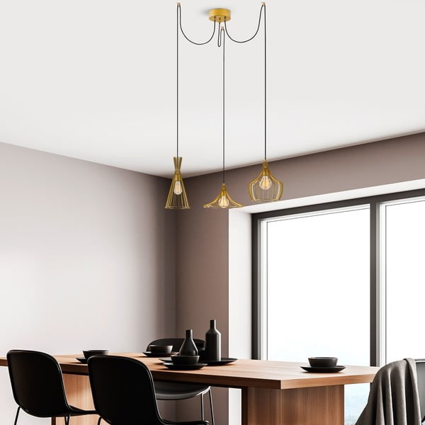 Lustră aurie cu abajur din metal Mezopotamya – Opviq lights-image-3