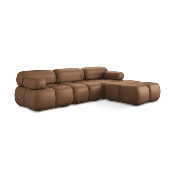 Colțar modular maro cu tapițerie din imitație de piele Lokua – Makamii-image-3