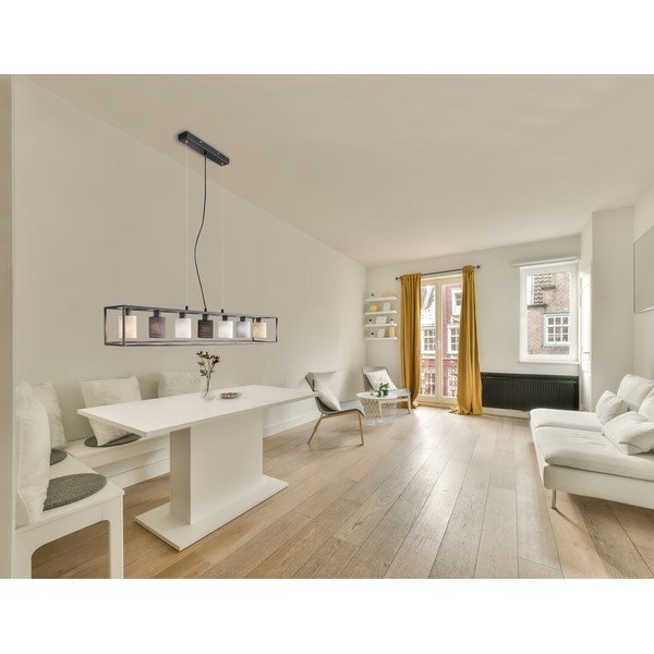 Lustră neagră/gri cu abajur textil Isko – Fischer & Honsel-image-1