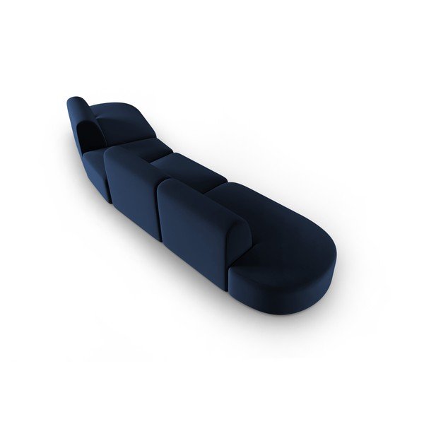 Canapea albastră cu tapițerie din catifea cu colț pe partea dreaptă 428 cm Paolo – Milo Casa-image-3