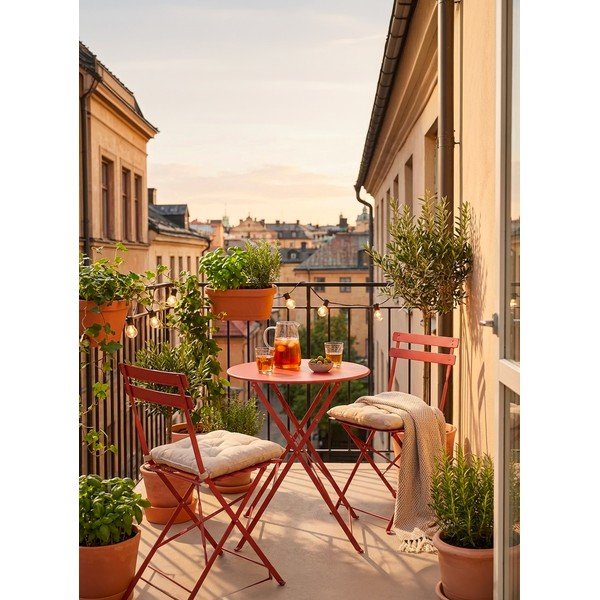 Set de dining pentru grădină teracotă din oțel pentru 2 persoane Austin – Bizzotto-image-1