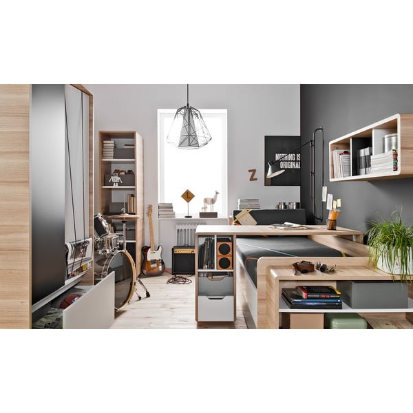 Pat pentru o persoană cu detalii albe și gri Vox Evolve, 90 x 200 cm-image-4