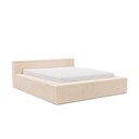 Pat matrimonial bej tapițat cu spațiu de depozitare cu somieră 200x200 cm Cloe – Ropez