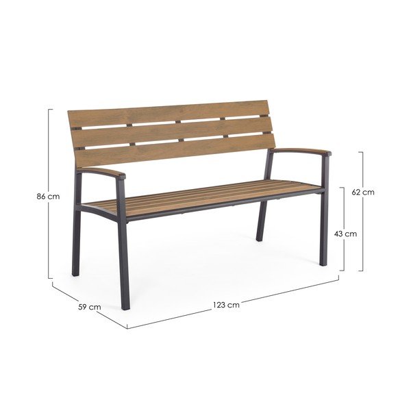 Bancă de grădină în culoare naturală din metal Isak – Bizzotto-image-3