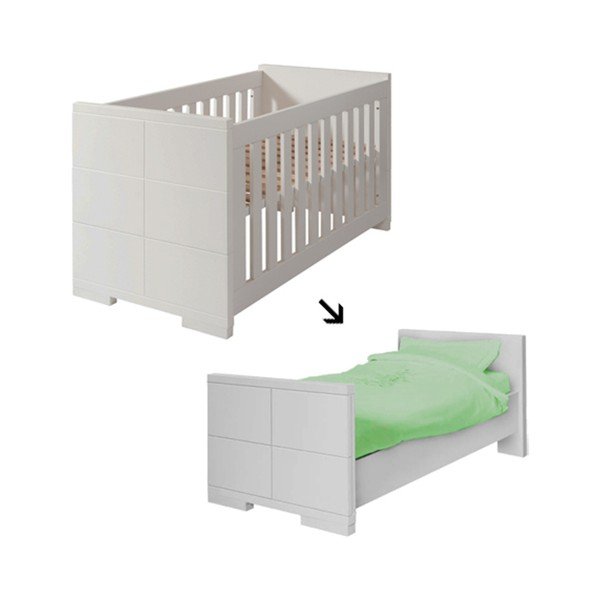 Pătuț pentru bebeluși, convertibil în pat pentru 1 persoană Núvol Blanca, 140 x 70 cm, alb-image-1