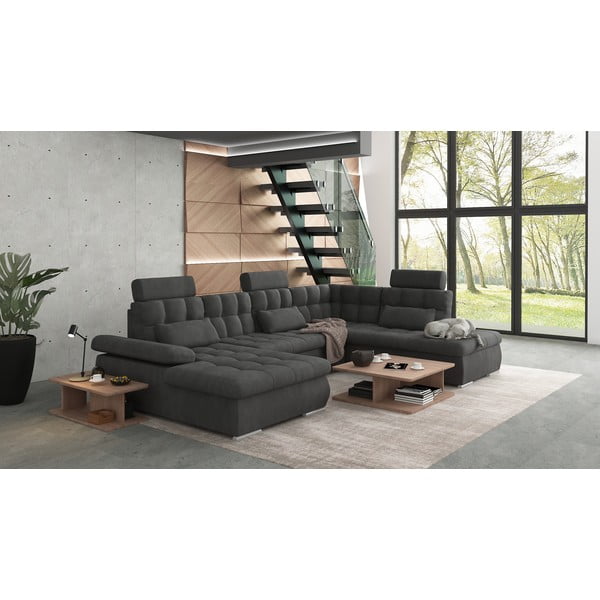 Colțar gri antracit extensibil, cu spațiu de depozitare (cu colț pe partea dreaptă, în formă de "U") Merkur – Ropez-image-3