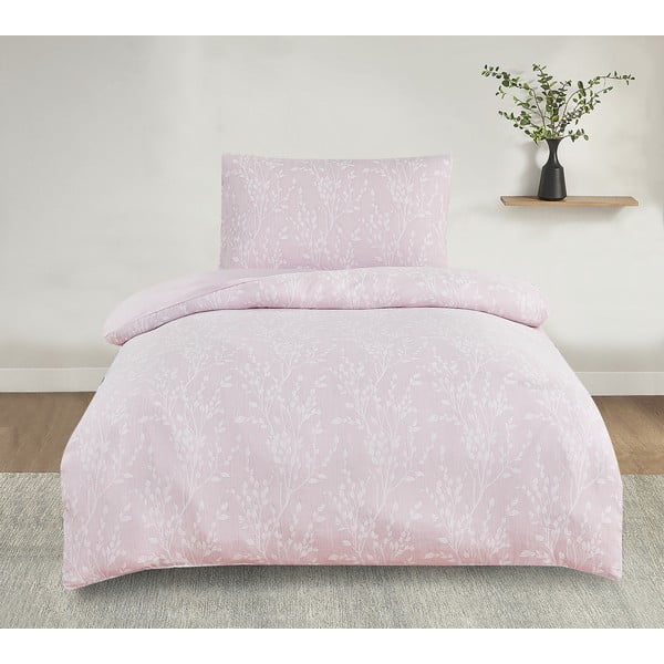 Lenjerie de pat roz din jacquard pentru pat de o persoană 140x200 cm Boston – My House