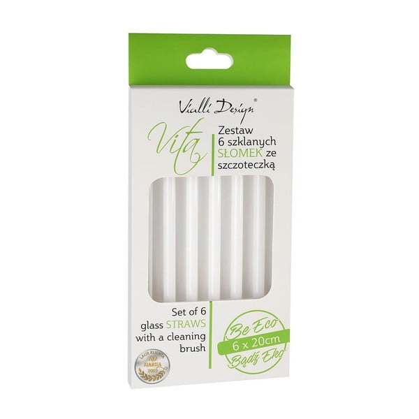 Set 6 paie din sticlă Vialli Design, lungime 20 cm, alb-image-2