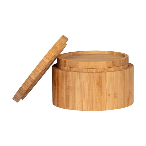 Cutii de depozitare în culoare naturală 2 buc. din bambus cu capac/decorative ø 15x8 cm Chefalu – House Nordic-image-1