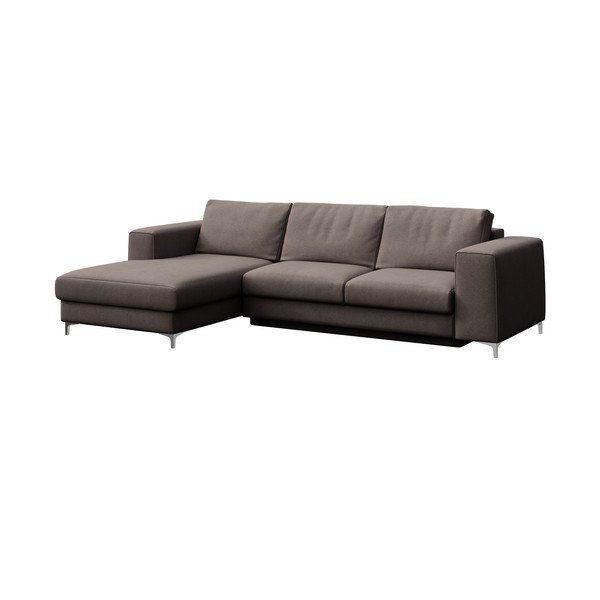 Colțar taupe extensibil, cu spațiu de depozitare cu tapițerie din catifea (cu colț pe partea stângă, cu șezlong) Rene – Rodier-image-2