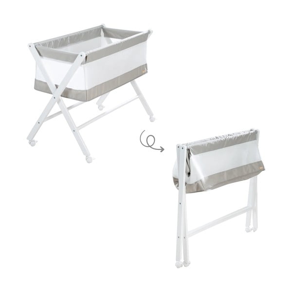 Pătuț leagăn alb cu roți pliabil 90x45 cm – Roba-image-3