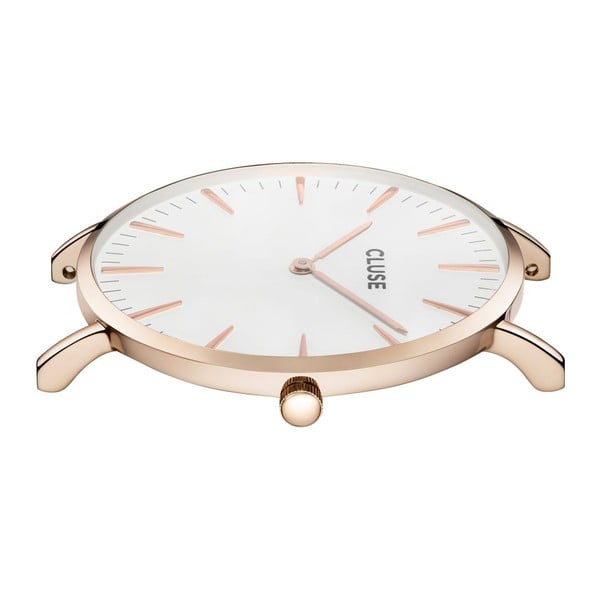 Ceas damă, curea din piele Cluse La Bohéme, gri-roz-auriu-image-1