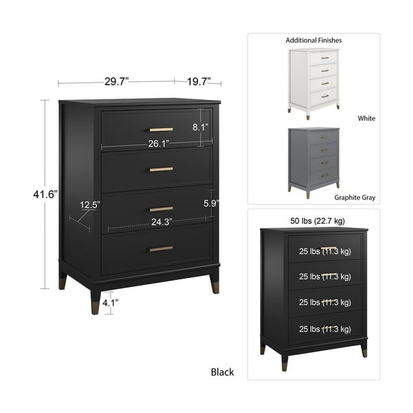 Comodă CosmoLiving by Cosmopolitan Westerleigh, 75 x 106 cm, negru-image-4