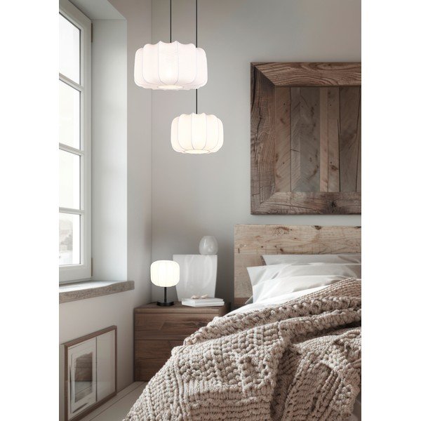 Lustră albă din metal cu abajur textil ø 25 cm Madleine – Reality-image-1