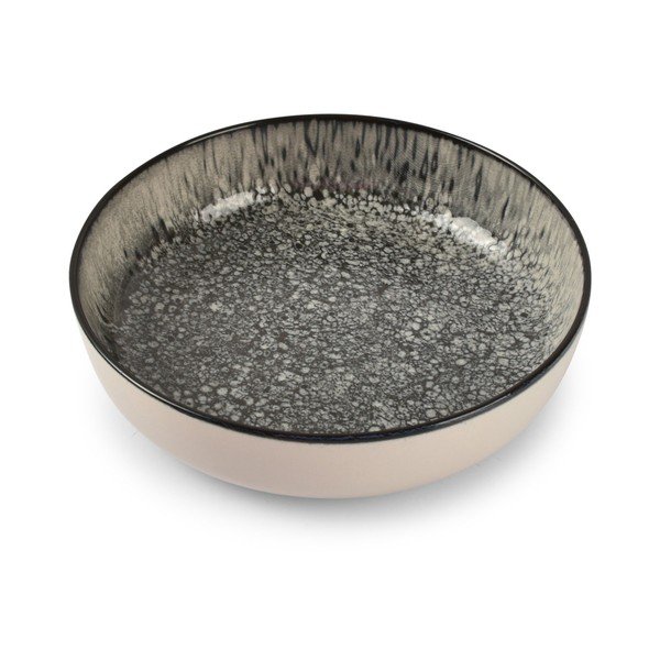 Farfurie neagră/crem adâncă din gresie ø 18,5 cm Gravel – ONA