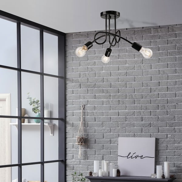 Plafonieră neagră fără abajur 36x36 cm Camilla – LAMKUR-image-1