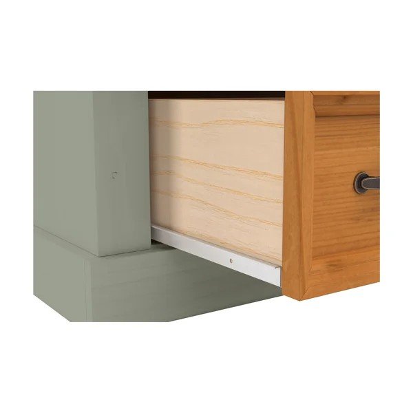 Comodă verde/în culoare naturală deschisă din lemn de pin 45x100x40 cm Selma – Støraa-image-3