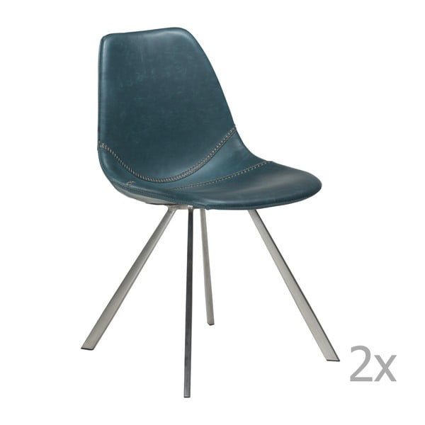 Set 2 scaune cu bază din oțel DAN-FORM Pitch, albastru