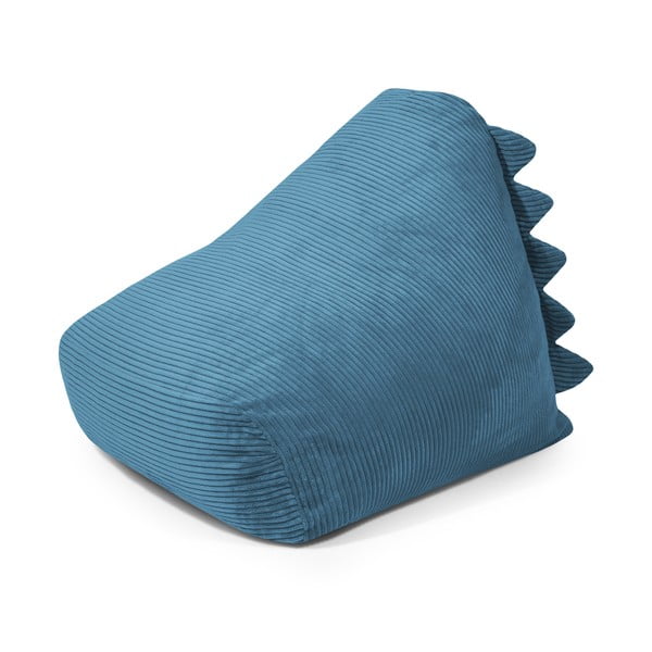 Fotoliu puf pentru copii albastru cu tapițerie din catifea reiată Snug 80 Dragon – SLOWDOWN