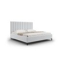 Pat matrimonial gri deschis tapițat cu spațiu de depozitare și somieră 160x200 cm Casey – Mazzini Beds