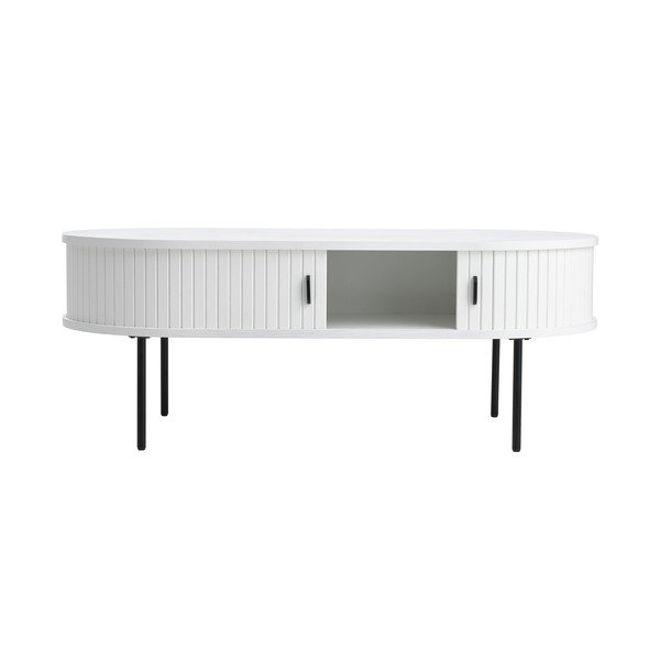 Măsuță de cafea albă cu aspect de lemn de stejar 60x120 cm Nola – Unique Furniture-image-2