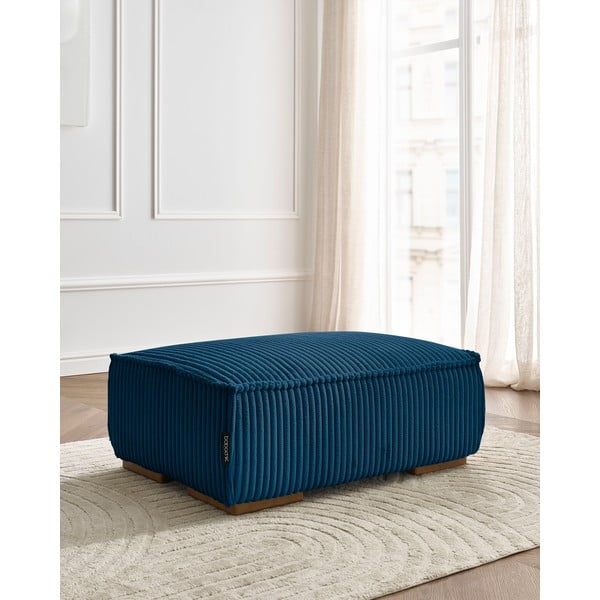 Taburet albastru cu tapițerie din catifea reiată Chelsea – Bobochic Paris-image-1