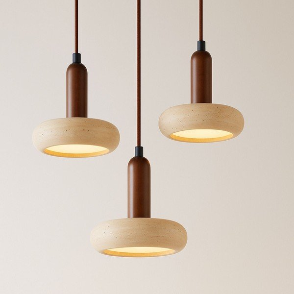 Lustră maro/bej LED cu abajur din piatră ø 15 cm Karo – Opviq lights-image-2