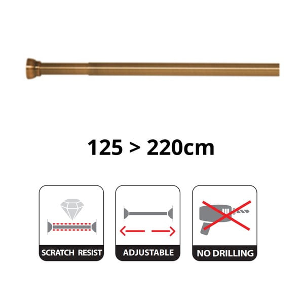 Bară pentru perdea de duș auriu mat 125 - 200 cm Kreta – Spirella-image-3