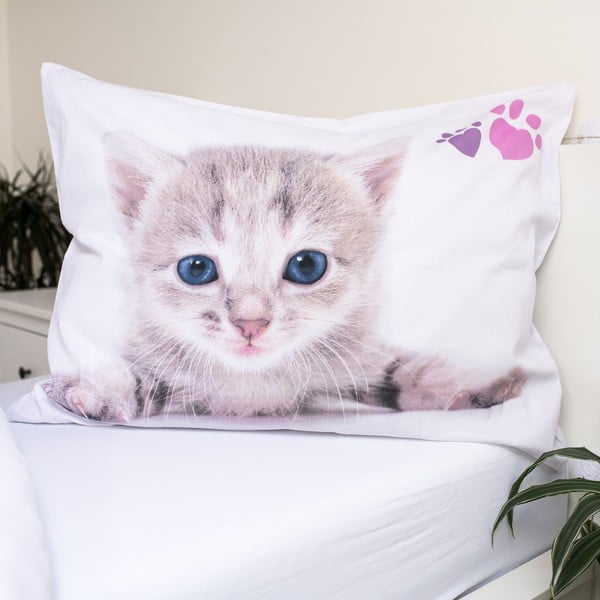 Lenjerie de pat pentru copii albă din bumbac pentru pat de o persoană 140x200 cm Kitten "Colour" – Jerry Fabrics-image-3