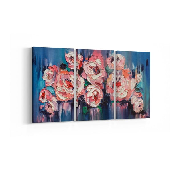Set 3 tablouri Abstract Flowers, 30 x 60 cm