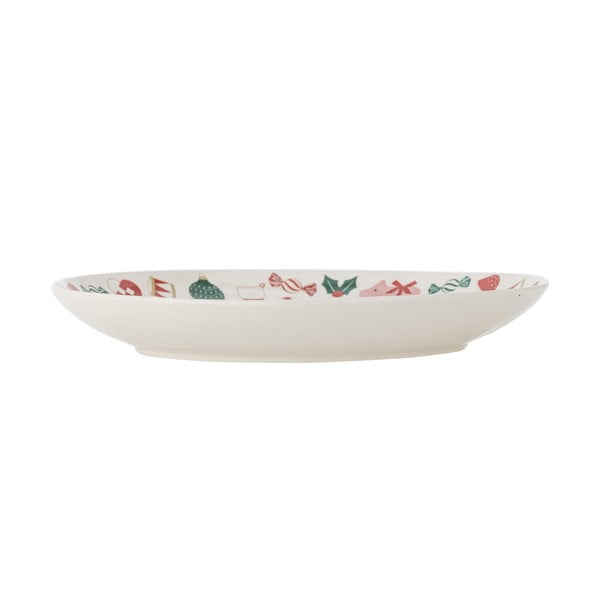 Farfurie crem pentru servire din gresie ø 28 cm  cu model de Crăciun Yule – Bloomingville-image-3