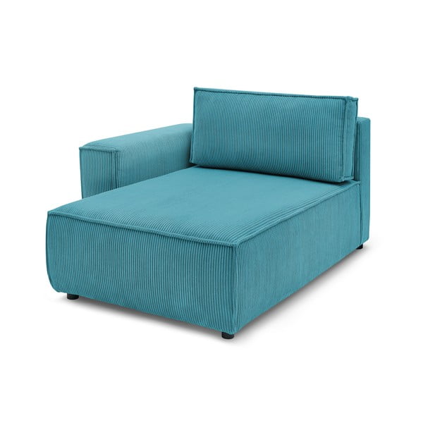 Modul pentru canapea albastru cu tapițerie din catifea reiată  (cu colț pe partea stângă ) Nihad modular – Bobochic Paris