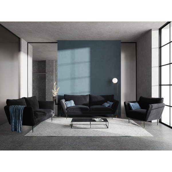 Fotoliu din catifea Mazzini Sofas Acacia, negru-image-1