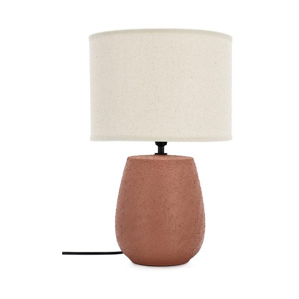 Veioză teracotă din ceramică cu abajur textil (înălțime 41,5 cm) Irvin – Yes Everyday