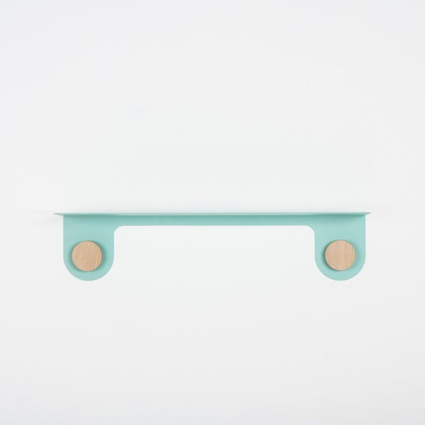 Raft de perete din oțel și detalii din lemn de stejar, cu 2 cârlige Gazzda Hook, lungime 60 cm, verde-image-2