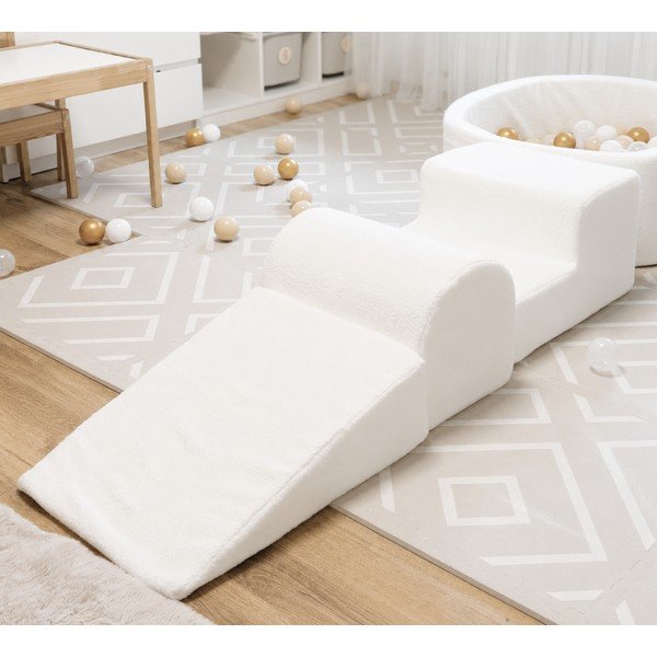 Teren de joacă din spumă alb 3 buc. din material bouclé înălțime 30 cm 45x143 cm – Meowbaby-image-1