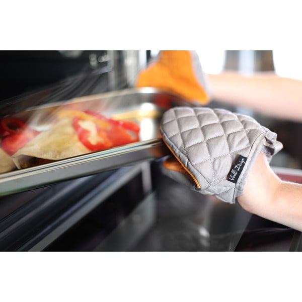 Mănușă de bucătărie din bumbac cu silicon Vialli Design, portocaliu - gri-image-1