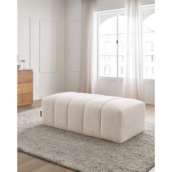 Taburet alb cu tapițerie din țesătură bouclé Annecy – Bobochic Paris-image-1